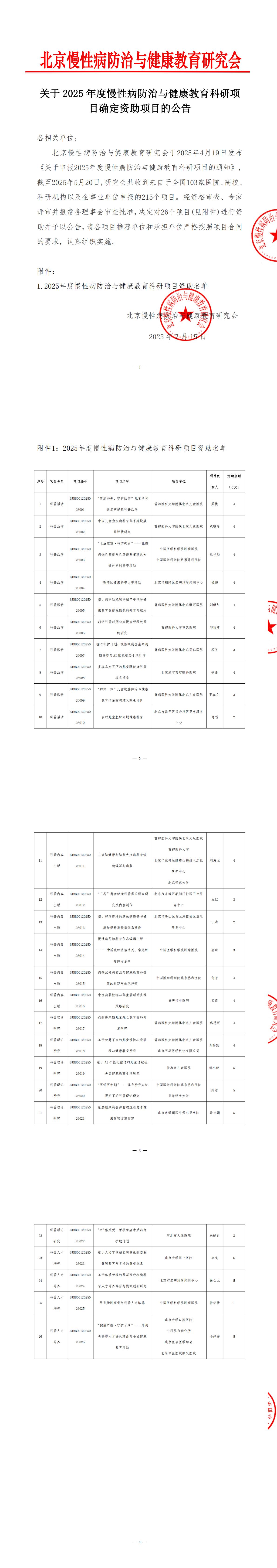 关于2025年度慢性病防治与健康教育科研项目确定资助项目的公告_00.jpg